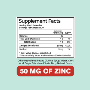 Gomitas de zinc de alta calidad con suplementos para la salud fortalecen el sistema inmunológico y mejoran la apariencia de la piel - Product Image 2