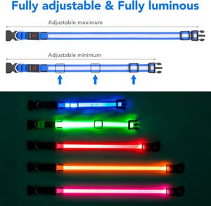 Electronic LED <b>Dog</b> Collar Adjustable Reflective <b>Lights</b> Nylon Solid Pattern Anti-Lost Avoid Car Accidents for <b>Dogs</b> - Product Image 6