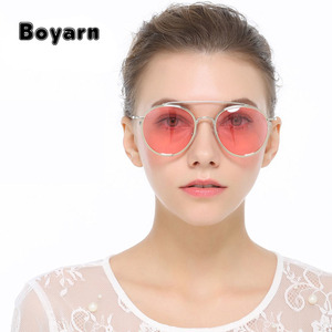 Occhiali <span class=keywords><strong>da</strong></span> Notte Polarizzati Rotondi Gialli per Donna, Occhiali <span class=keywords><strong>da</strong></span> Sole con Montatura Sottile a Doppia Asta Color Caramella per Uomo, Occhiali di Lusso di Marca W710 - Product Image 6