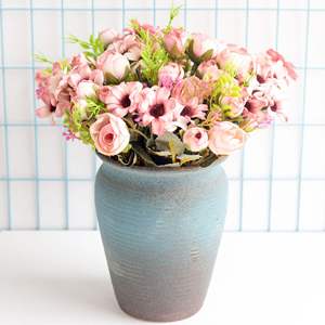 Vendita calda margherita di seta fiori artificiali in decorazioni di nozze sfuse vasi di altezza 30cm fiori artificiali rose - Product Image 3