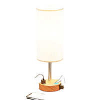 Lampe de chevet pour chambre à coucher, à intensité variable, avec ports de charge USB C et prise secteur, petites lampes de bureau LED avec base en bois