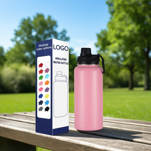 Bouteille d'eau isotherme en acier inoxydable avec logo, 500 ml, portable, pour les voyages en plein air, avec couvercle et poignée, couleur personnalisée - Product Image 2