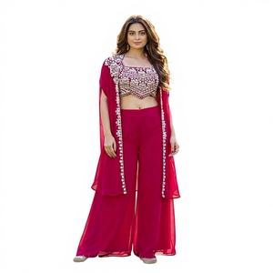 Ensemble de mariage et de fête pour femme Noor E Fiza en georgette traditionnelle, longueur ras du sol, séchage rapide - Product Image 1