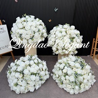 EG-WD193 Fleur Artificielle Rose en Soie pour Décoration de Fiançailles, Meilleures Ventes, Boule de Fleurs Blanches de 50 cm pour Centres de Table de Mariage