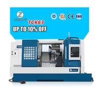 Para Torno CNC de un Solo Husillo TCK63/80, Centro de Torneado Horizontal Automático de Bancada Inclinada, Servicio Mediano, Control GSK, Motor
