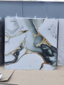 Mạ vàng trắng 600x600 gạch sứ toàn thân sàn tráng men bóng đá cẩm thạch màu xám vuông đánh bóng gạch phòng khách phòng tắm - Product Image 4