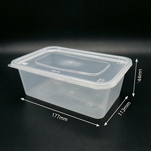 Cajas de Plástico Transparentes Rectangulares Desechables de 500 ml para Almuerzo, Fondo Liso, Contenedores Bento para Comida Rápida para Llevar - Product Image 2