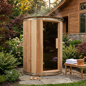 Custom 3-4 Person Electric Outdoor Steam Room Sauna Solid Wood Cabin Harvia <b>Heater</b> Waterproof Acrylic Roof Modern Luxury 7-Color - Product Image 1