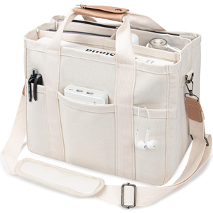 Women's Fashion Crossbody <b>Canvas</b> Tote Bag with Zipper Closure Multi-Pockets Custom Logo Pattern Shoulder <b>Handbag</b> Cosmetic Bags - Product Image 1