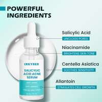 Sérum anti-acné pour le visage, niacinamide, acide salicylique organique, pour les pores, les taches brunes, la réduction des rides, améliore la texture de la peau