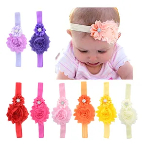 Newest Shabby Flower Headband Newborn Chiffon Flower Hsmall Combine Floral Headbands for Children Headwear Hair Accessories