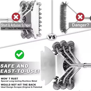 Thép không gỉ BBQ làm sạch bàn chải sứ gas than nướng Grate <span class=keywords><strong>scraper</strong></span> Bàn chải lông miễn phí an toàn phụ kiện nướng bàn chải - Product Image 3