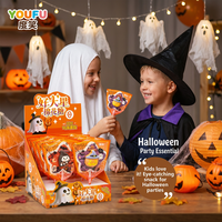 Halloween Pompoen Spook Cartoon Marshmallow Lollipop Stick Enkelverpakking Displaydoos Bulk Party Snack