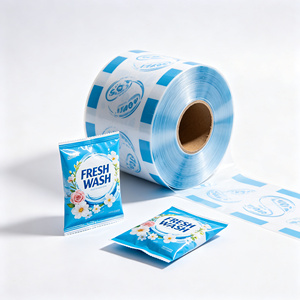 Rouleau d'autocollants laminés imprimés sur mesure, étiquettes d'emballage découpées, autocollants adhésifs bleus et blancs pour emballages de détail - Product Image 1