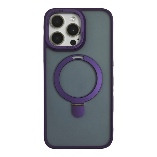Luxury Matte Metal Magnetic Holder Phone Case for iPhone 14 Pro Max Shockproof Hard Protection Compatible iPhone 16 Pro Plus
