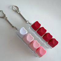 Porte-clés testeur de commutateur tactile mécanique en acrylique personnalisé en forme de cœur, 4 touches, jouet anti-stress, clavier lumineux LED