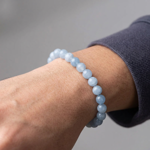 <b>Silver</b> Aquamarine <b>Beaded</b> Bracelet Romantic Style Wedding Gift Unisex Everyday Wear Jewelry - Product Image 2