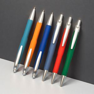 Wholesale Press Aluminum Ballpoint Pen Soft Touch Click <b>Plastic</b> Pen 1.0mm Medium Aluminum <b>Rod</b> Ballpoint Pen With Black Ink - Product Image 4