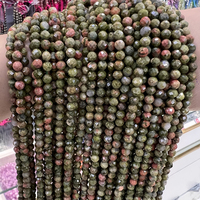 Perles en vrac de pierre naturelle unakite facettée de 2 mm, 3 mm, 4 mm pour la fabrication de bijoux, vente en gros