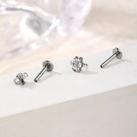 Toposh Bijoux de piercing corporel ASTM F136 G23 Zircon Titane, Anneaux à poussoir sans filetage, Labret pendantes, Boucles d'oreilles piercing