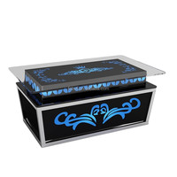 Table basse à LED - Table de bar noire et dorée de luxe avec lumière ambiante bleue pour boîte de nuit/KTV