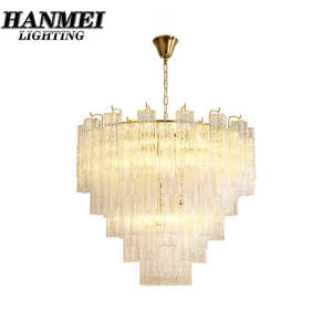 Lámpara Retro MURANO South Seas de Estilo Moderno de Mediados de Siglo, Altura Ajustable, Cristal de Lujo para Sala de Estar/Comedor, Modelo HM-LK-2129 Lig - Product Image 1
