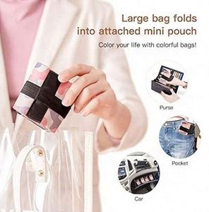 กระเป๋าช้อปปิ้งพับได้สองชิ้นแบบพกพาขนาดใหญ่ ความจุเยอะ ใช้ซ้ำได้ เหมาะสำหรับเดินทาง ช้อปปิ้ง ใช้ในชีวิตประจำวัน ปิกนิก แคมป์ปิ้ง และจัดเก็บของ - Product Image 5