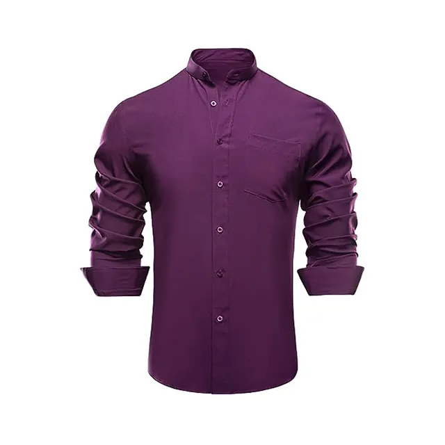 Cina prezzo di fabbrica nuovo Design colletto a fascia poliestere Quick Dry Tuxedo maglietta a maniche lunghe Tee Dress camicia da uomo