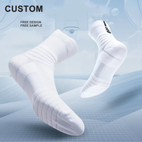 Chaussettes de sport de compression personnalisées pour hommes, chaussettes de course et de randonnée athlétiques à coussinets, tricotées, confortables, avec design de revers inférieur pour l'automne
