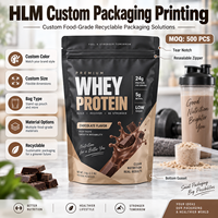 Sachet refermable personnalisé en Mylar pour poudre de protéines de lactosérum, qualité alimentaire, résistant à l'humidité, avec fermeture éclair