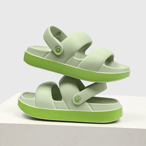 Pansi Sandales à plateforme pour femmes, vert clair, dessus en EVA, respirantes, chaussures de plage, sandales plates antidérapantes pour l'extérieur et le jardin, été - Product Image 1