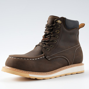 Scarpe di sicurezza marrone scuro Goodyear pazzo stivali da lavoro in pelle di cavallo, Chaussure De Securite scarpe da lavoro in acciaio punta Calzado De Seguridad - Product Image 3