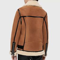 Veste bomber en daim marron de qualité supérieure pour femmes, fausse fourrure/vrai mouton retourné, vêtements d'extérieur d'aviateur