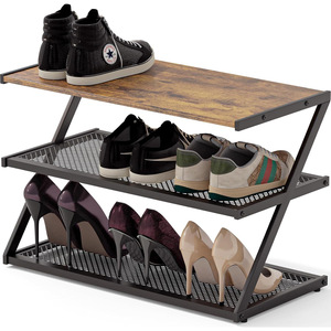 Z-shaped three-tier wrought iron <b>shoe</b> rack, multi-functional <b>shoe</b> <b>storage</b> and organization rack for home use, suitable for - Product Image 1