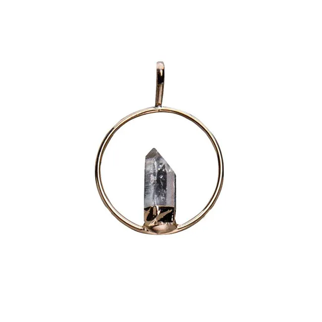 Wholesale Fashion Luxury Manufacturing Jewelry Rock Stone Crystal Single Metal Point Pendant