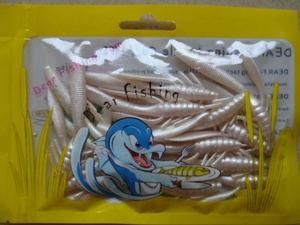 Haute flexibilité TPR TPE 75mm 3g queue vibration couleur unique avec paillettes leurres de pêche souples avec hameçon jig leurre de poisson souple - Product Image 5