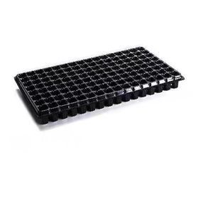 Vassoio per Semina in Plastica Nera Biodegradabile Resistente, Quadrato, con 128 Celle per Germinazione - Product Image 1