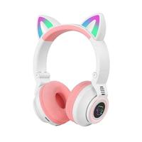 Audífonos Inalámbricos con Orejas de Gato STN26, Luz Intermitente, Micrófono, LED, Regalo para Niñas, Casco de Música Estéreo, Audífonos Bluetooth con Diseño de Gatito