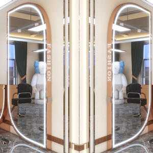 Station de coiffure Double <span class=keywords><strong>face</strong></span> pour Salon de coiffure, <span class=keywords><strong>miroir</strong></span> de meubles, lumière Led, <span class=keywords><strong>miroir</strong></span> en métal pour Salon de coiffure - Product Image 6