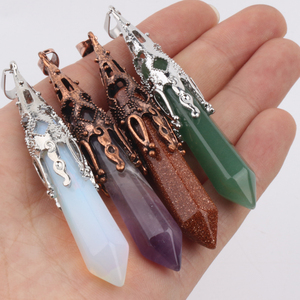 เครื่องประดับหินบำบัดธรรมชาติขายส่ง สร้อยคอพลอย จี้คริสตัลปลายแหลม จี้เพนดูลัมสำหรับเครื่องมือเวทมนตร์ - Product Image 5