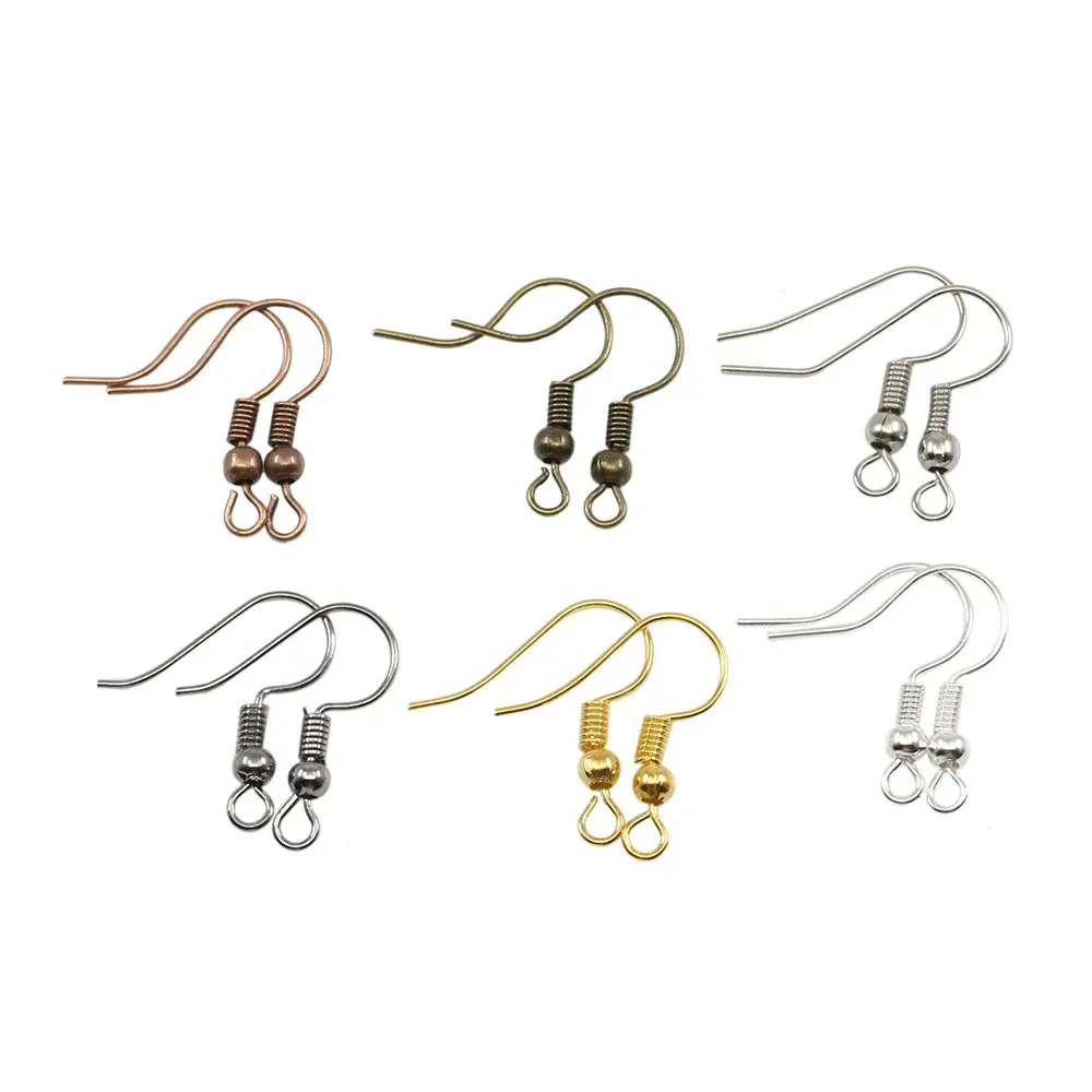 Ganchos para hacer joyas, componentes para pendientes, gancho para la oreja, color dorado, plateado y bronce, DIY