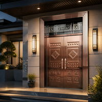 Porte d'entrée double en acier inoxydable rose gold sur mesure pour villa et appartement