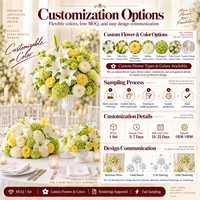Centres de table élégants pour mariage, 3 groupes de décorations florales, décorations de table artisanales, aspect réaliste, fausses décorations de table