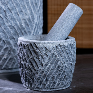 Stone Mortar And Pestle Hand Carved Garlic Pounder Durable Herb Spice Grinder Manual Tool Shandong Origin - Product Image 1