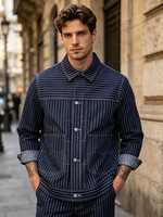Veste en jean à rayures Wabash, tendances automne-hiver 2026, vêtements pour hommes, veste en jean élégante pour hommes, vente en gros, sur mesure