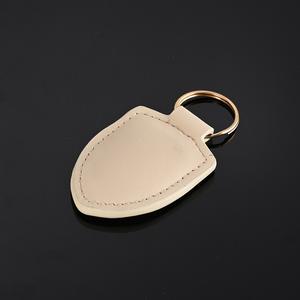 Gantungan kunci mobil Auto logam kulit asli hitam bentuk perisai berbagai warna stok grosir - Product Image 4