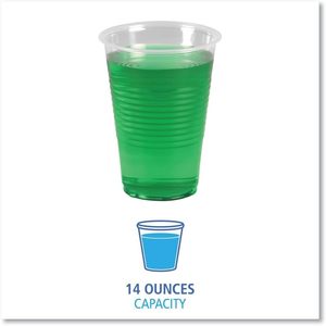 Boardwalk BWKTRANSCUP14PK 14 Onzas Vasos de Plástico de Polipropileno para Bebidas Frías con Tapa Translúcida, Paquete de 50, para Bebidas Frías, Té con Leche, Vodka - Product Image 1