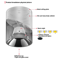 Plafonnier LED encastré en aluminium 30W IP65, moderne, anti-éblouissement, orientable, faisceau 36°, montage en surface, 220V