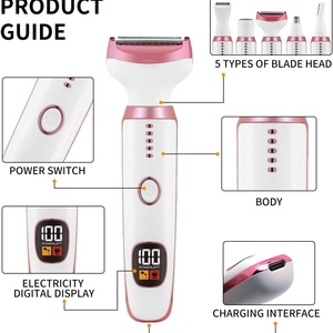 Nouveau kit de rasage 5 en 1, épilateur électrique LED, étanche, lavable, épilateur corporel pour femme, rasoir corporel, kit de toilettage pour le bikini - Product Image 3