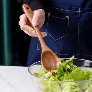 Ustensiles de cuisine en bois d'acacia pour la maison : spatule antiadhésive, cuillères à soupe et à riz, fourchettes à sauce et à salade, outils de cuisine - Product Image 6
